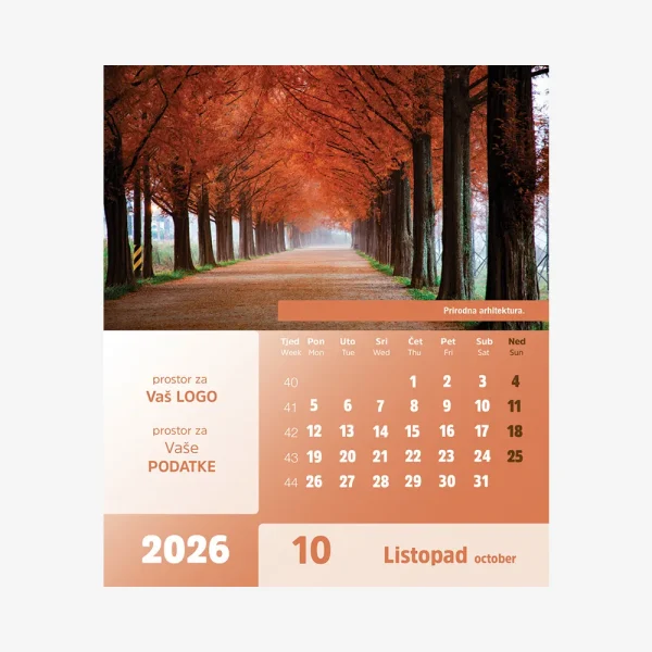 Stolni CD kalendar Natura 2026 – listopad