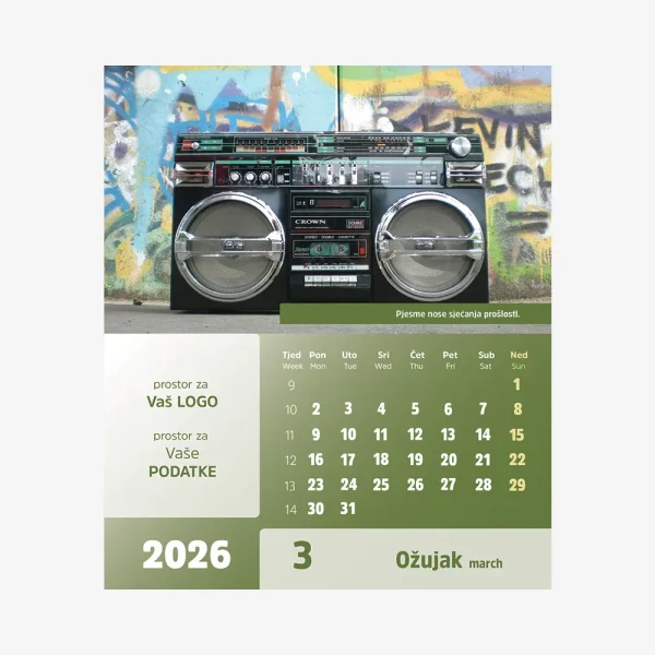 Stolni CD kalendar Vremeplov 2026 – ožujak