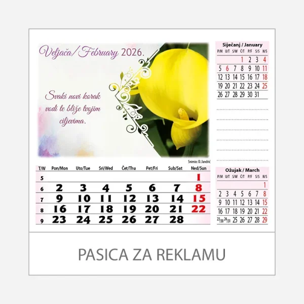 Stolni kalendar Cvijeće 2026 – veljača