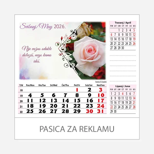 Stolni kalendar Cvijeće 2026 – svibanj