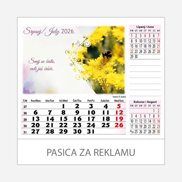 Stolni kalendar Cvijeće 2026 – srpanj