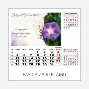 Stolni kalendar Cvijeće 2026 – listopad