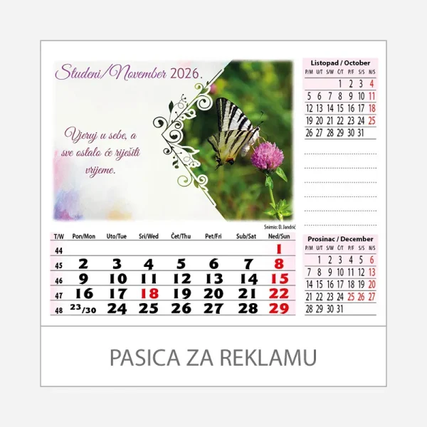 Stolni kalendar Cvijeće 2026 – studeni