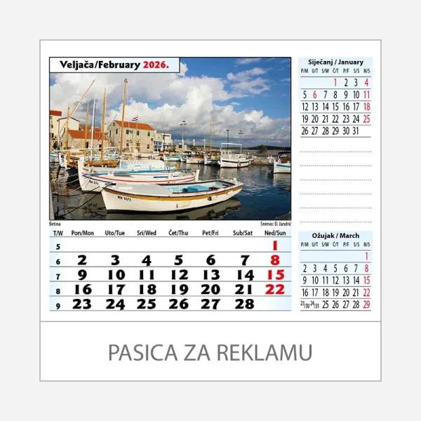 Stolni kalendar Jadran 2026 – veljača