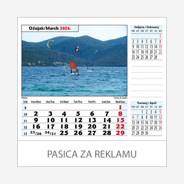 Stolni kalendar Jadran 2026 – ožujak