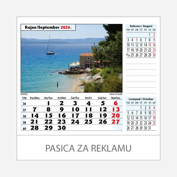 Stolni kalendar Jadran 2026 – rujan