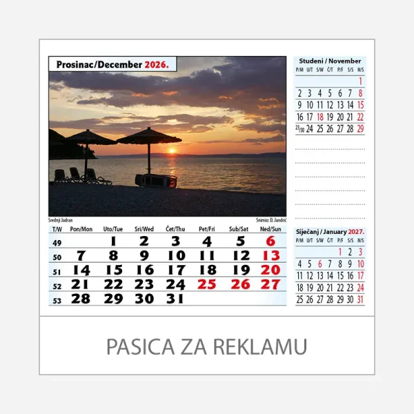Stolni kalendar Jadran 2026 – prosinac