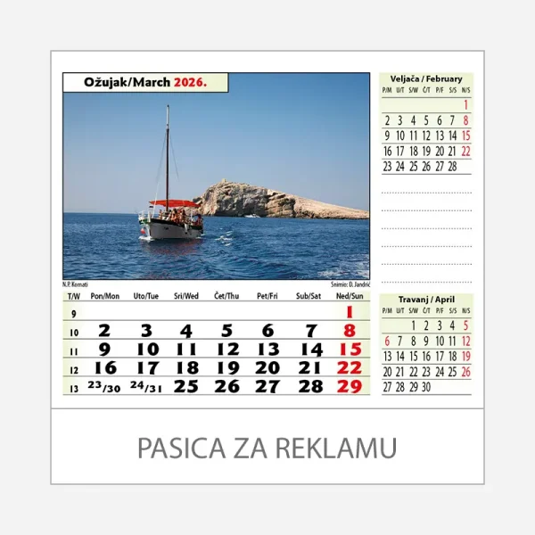 Stolni kalendar Nacionalni parkovi i parkovi prirode 2026 – ožujak