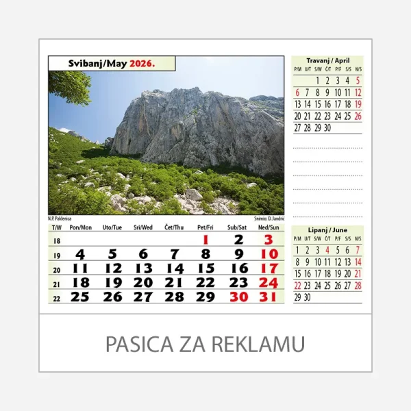 Stolni kalendar Nacionalni parkovi i parkovi prirode 2026 – svibanj