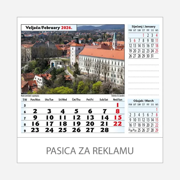Stolni kalendar Zagreb 2026 – veljača