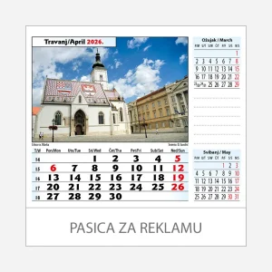 Stolni kalendar Zagreb 2026 – travanj
