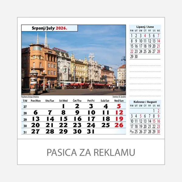 Stolni kalendar Zagreb 2026 – srpanj