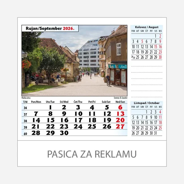 Stolni kalendar Zagreb 2026 – rujan