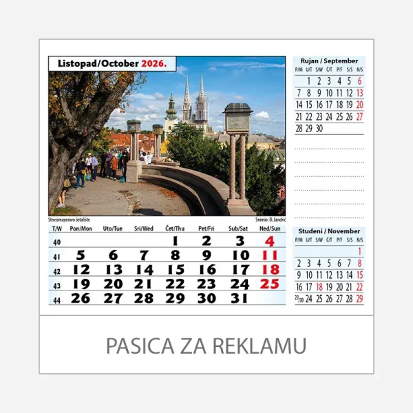 Stolni kalendar Zagreb 2026 – listopad