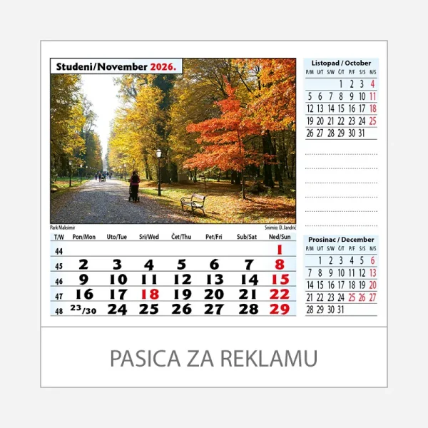 Stolni kalendar Zagreb 2026 – studeni