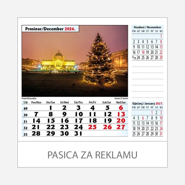 Stolni kalendar Zagreb 2026 – prosinac