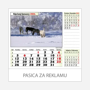 Stolni kalendar Zeleno plava Hrvatska 2026 – siječanj