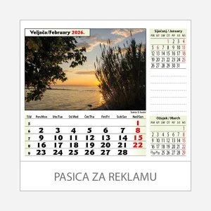 Stolni kalendar Zeleno plava Hrvatska 2026 – veljača