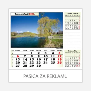 Stolni kalendar Zeleno plava Hrvatska 2026 – travanj