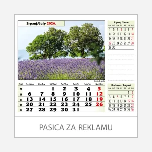 Stolni kalendar Zeleno plava Hrvatska 2026 – srpanj