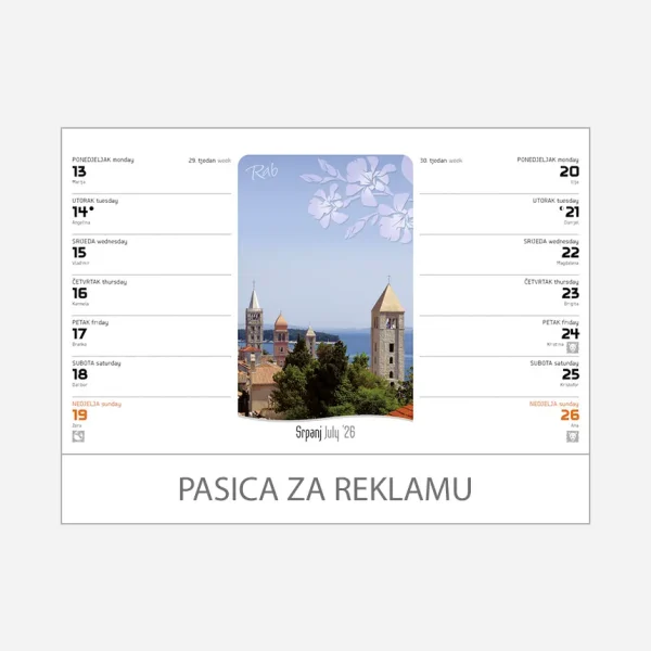 Stolni planer dvotjednik 2026 – 29. i 30. tjedan