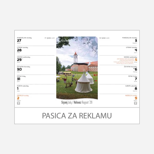 Stolni planer dvotjednik 2026 – 31. i 32. tjedan