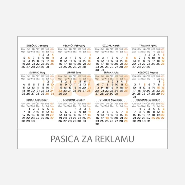Stolni planer dvotjednik 2025 – kalendar