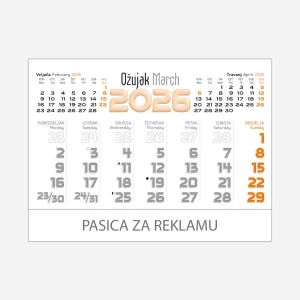 Stolni planer dvotjednik 2026 – ožujak