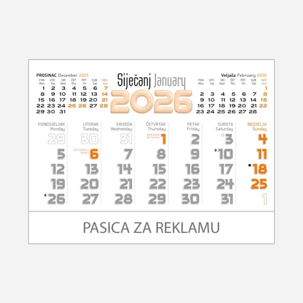 Stolni planer dvotjednik 2026 – siječanj