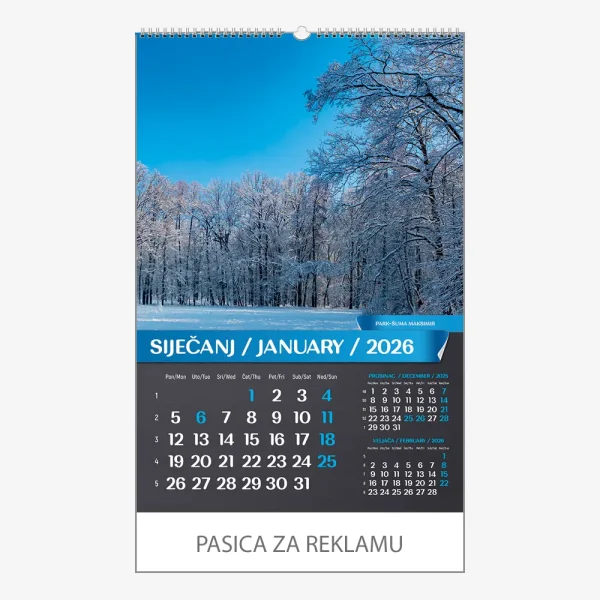 Zidni kalendar Hrvatski pejzaži 2026 – siječanj