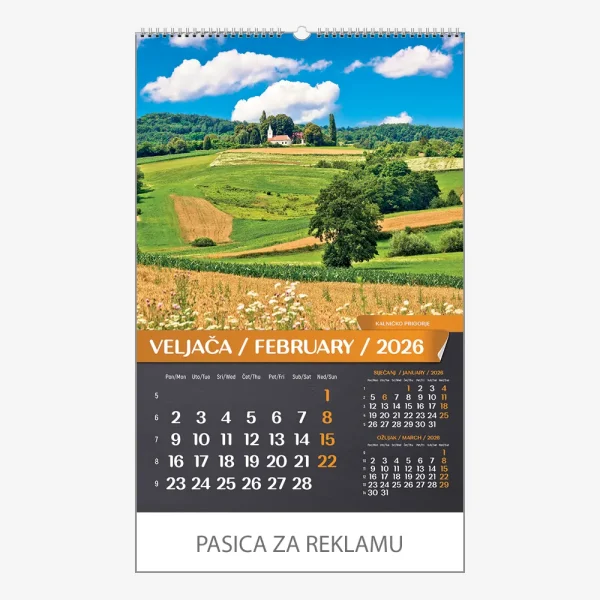 Zidni kalendar Hrvatski pejzaži 2026 – veljača