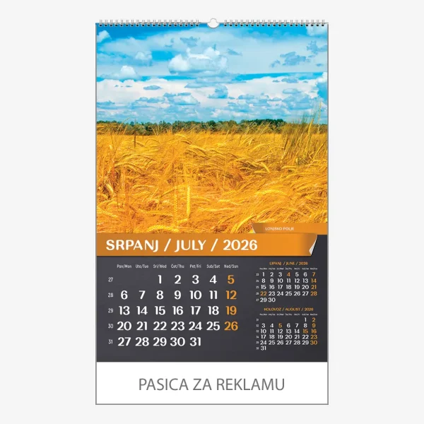 Zidni kalendar Hrvatski pejzaži 2026 – srpanj