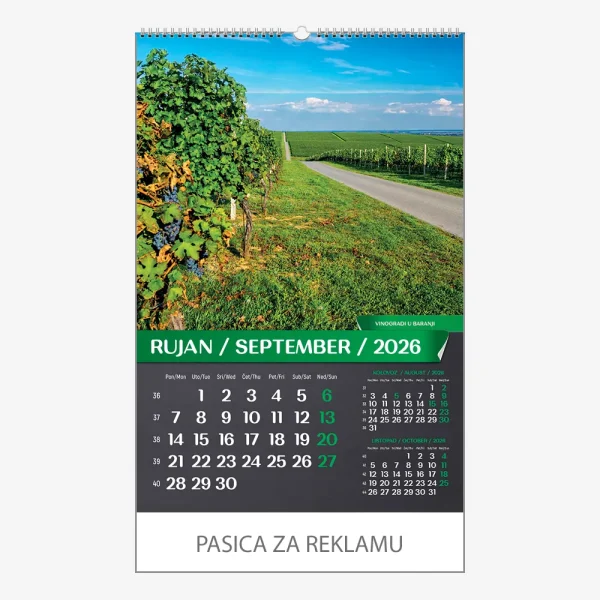 Zidni kalendar Hrvatski pejzaži 2026 – rujan