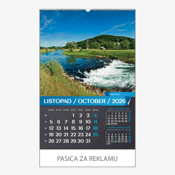 Zidni kalendar Hrvatski pejzaži 2026 – listopad