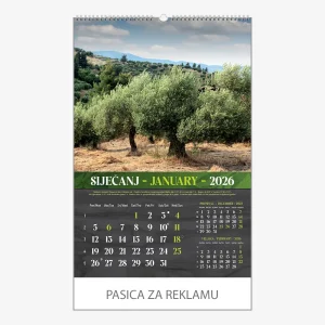 Zidni kalendar Masline 2026 – siječanj