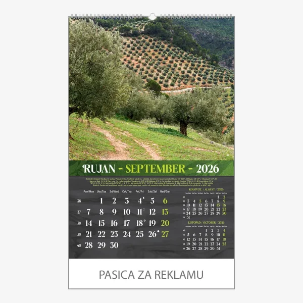 Zidni kalendar Masline 2026 – rujan