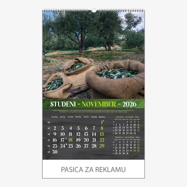 Zidni kalendar Masline 2026 – studeni