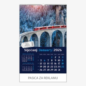 Zidni kalendar Putujem Europom 2026 – siječanj
