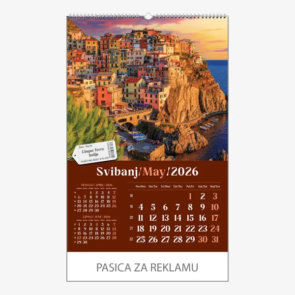 Zidni kalendar Putujem Europom 2026 – svibanj