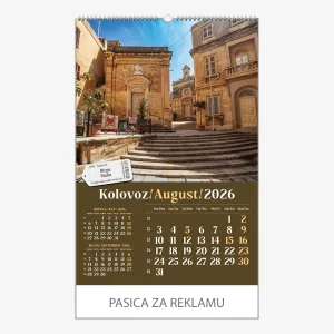 Zidni kalendar Putujem Europom 2026 – kolovoz