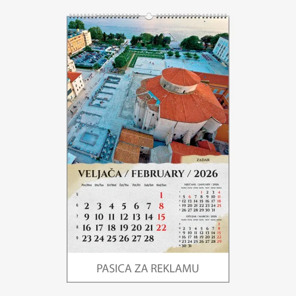 Zidni kalendar Razglednice Hrvatske 2026 – veljača