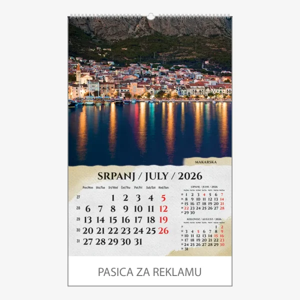 Zidni kalendar Razglednice Hrvatske 2026 – srpanj