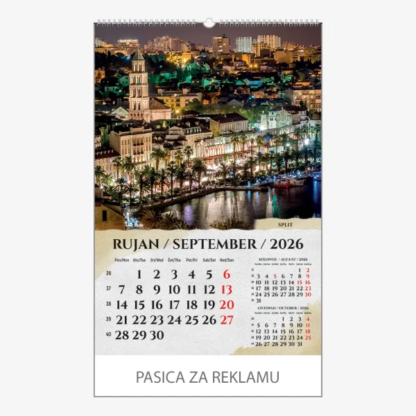 Zidni kalendar Razglednice Hrvatske 2026 – rujan