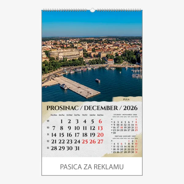 Zidni kalendar Razglednice Hrvatske 2026 – prosinac