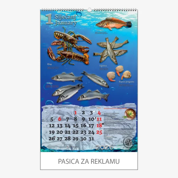 Zidni kalendar Ribarnica 2026 – siječanj