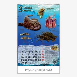 Zidni kalendar Ribarnica 2026 – ožujak