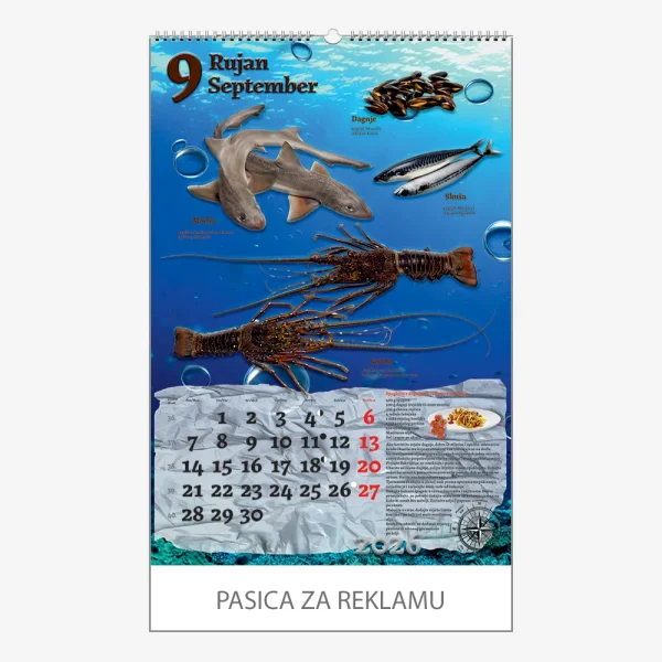 Zidni kalendar Ribarnica 2026 – rujan