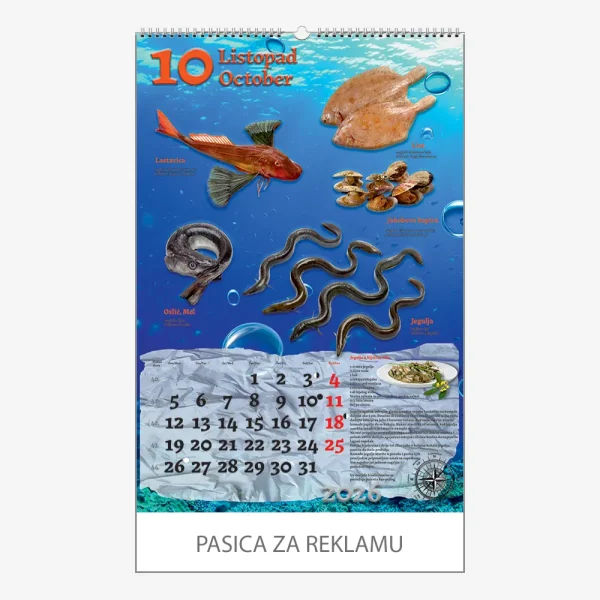 Zidni kalendar Ribarnica 2026 – listopad