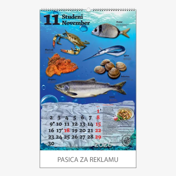 Zidni kalendar Ribarnica 2026 – studeni