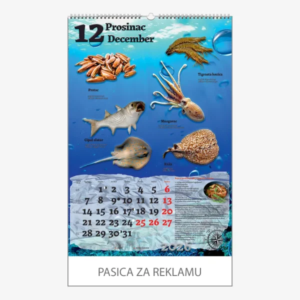Zidni kalendar Ribarnica 2026 – prosinac